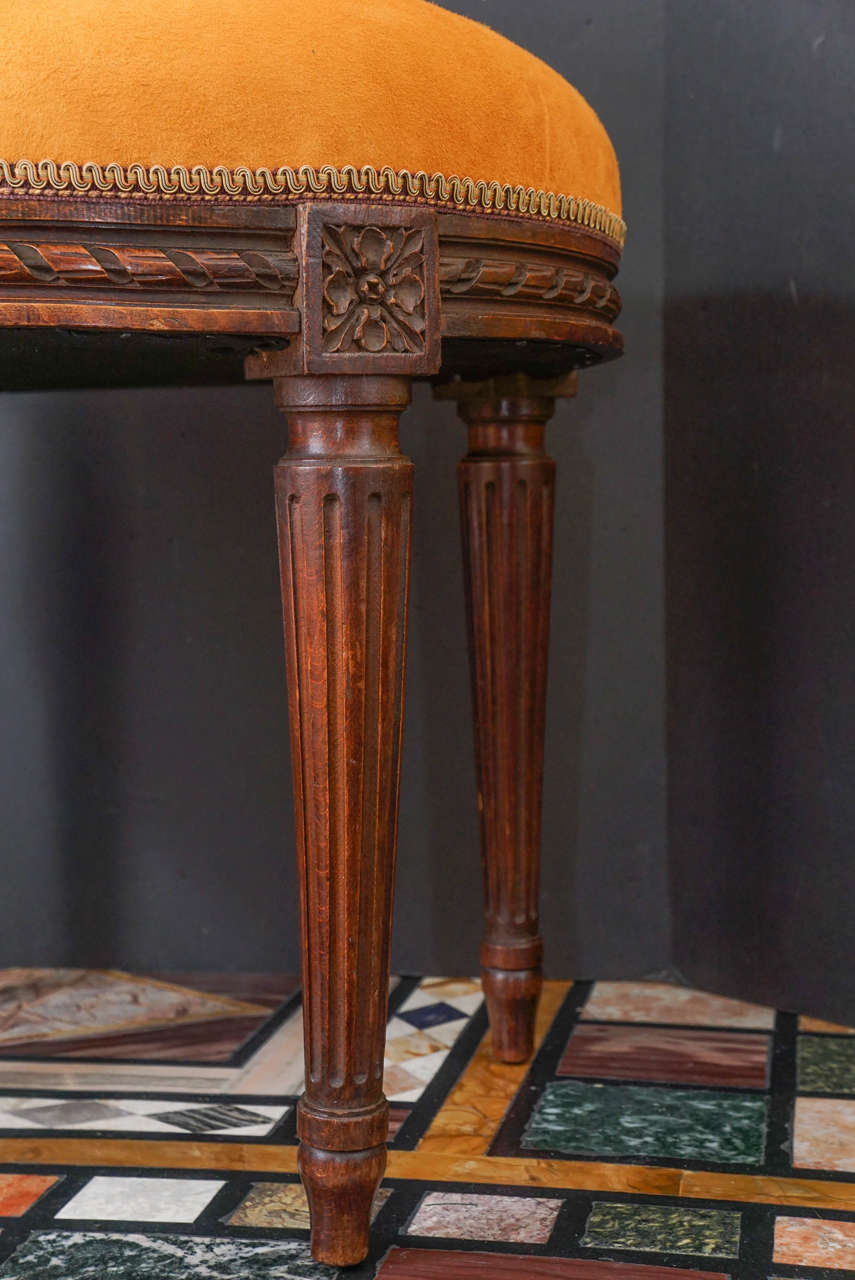 Late 19th Century Carved Oak Louis XVI Stool For Sale 2