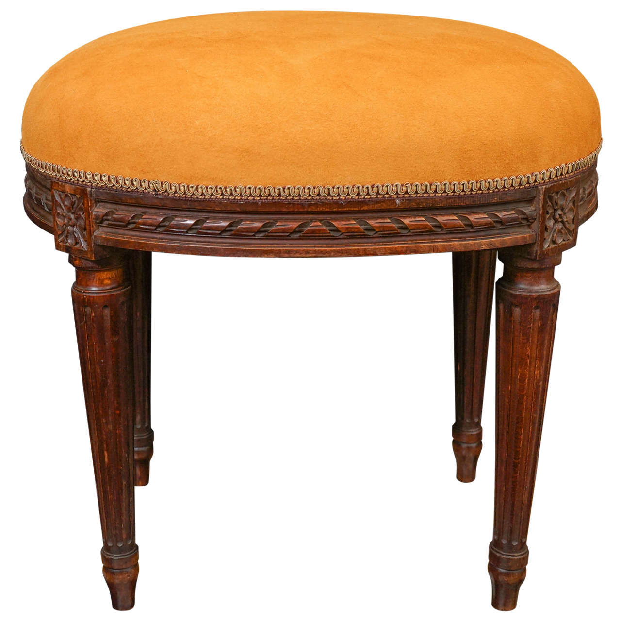 Late 19th Century Carved Oak Louis XVI Stool