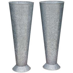 Pair of 20th Century Large Galvanized Zinc French Flower Planters