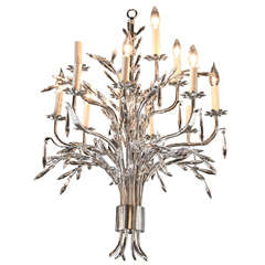 Beautiful Pair of French Nickel-Plated Chandeliers 10
