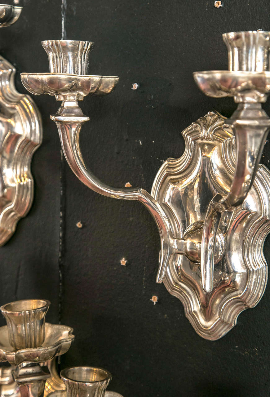 American Pair of Silver Plated Caldwell Sconces