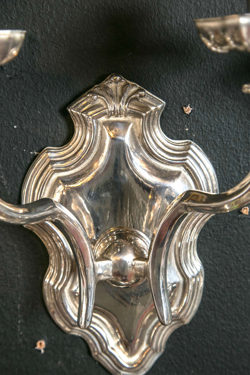 Early 20th Century Pair of Silver Plated Caldwell Sconces