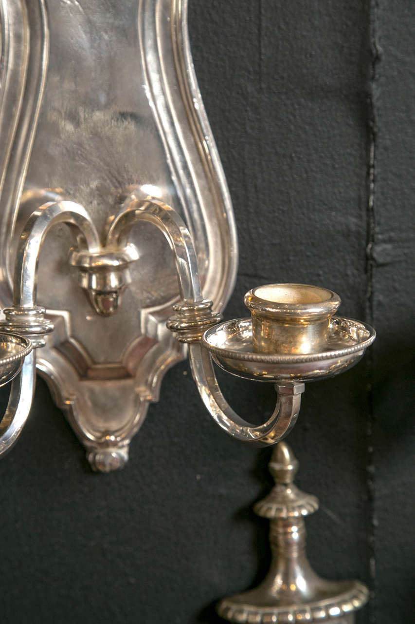 Early 20th Century Pair of Silver Plated Caldwell Sconces For Sale