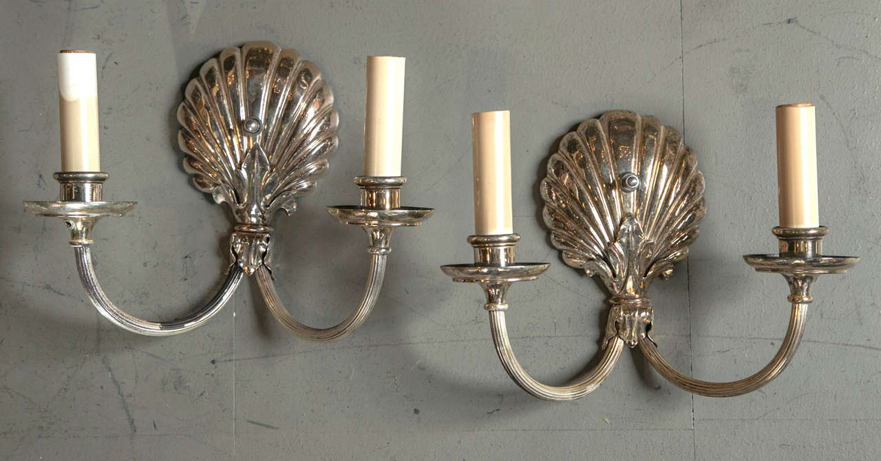 A set of 2 French shell form sconces, c. 1930's. Priced per pair.