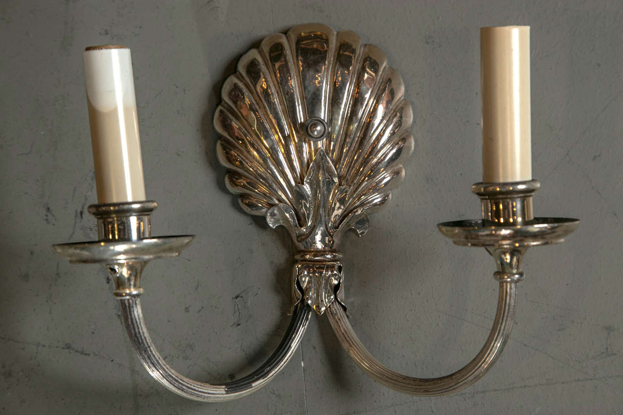 Set of 2 French Shell-Form Sconces, circa 1930s In Good Condition For Sale In Stamford, CT