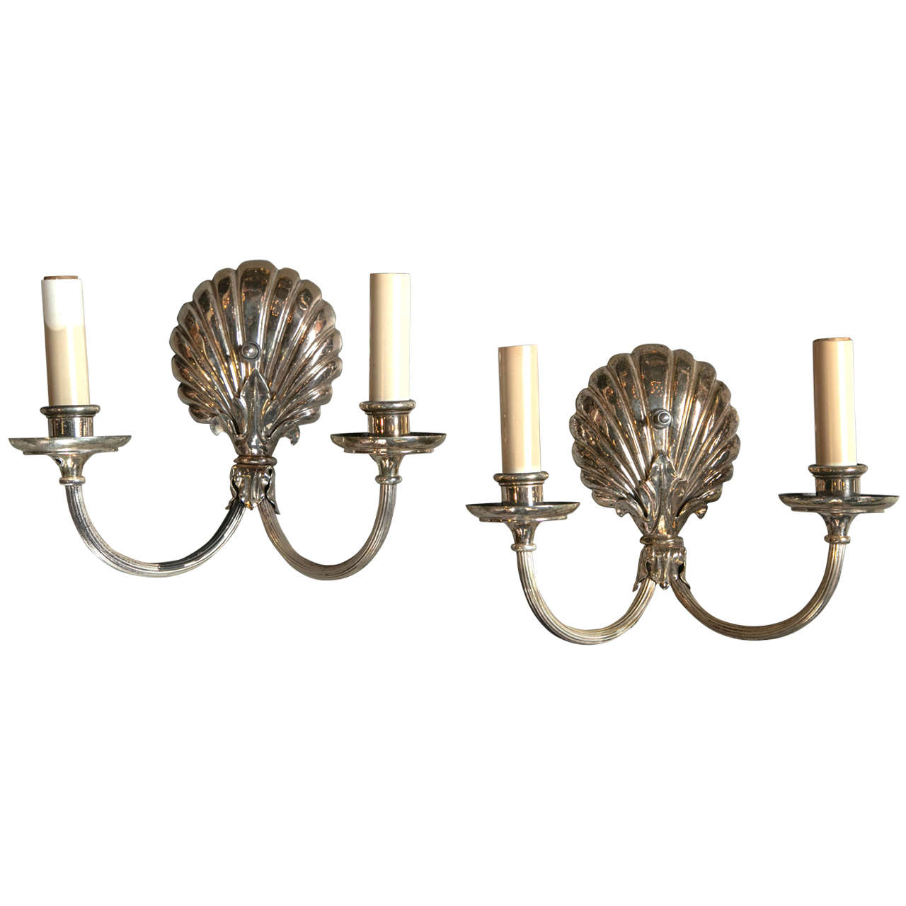 Set of 2 French Shell-Form Sconces, circa 1930s For Sale