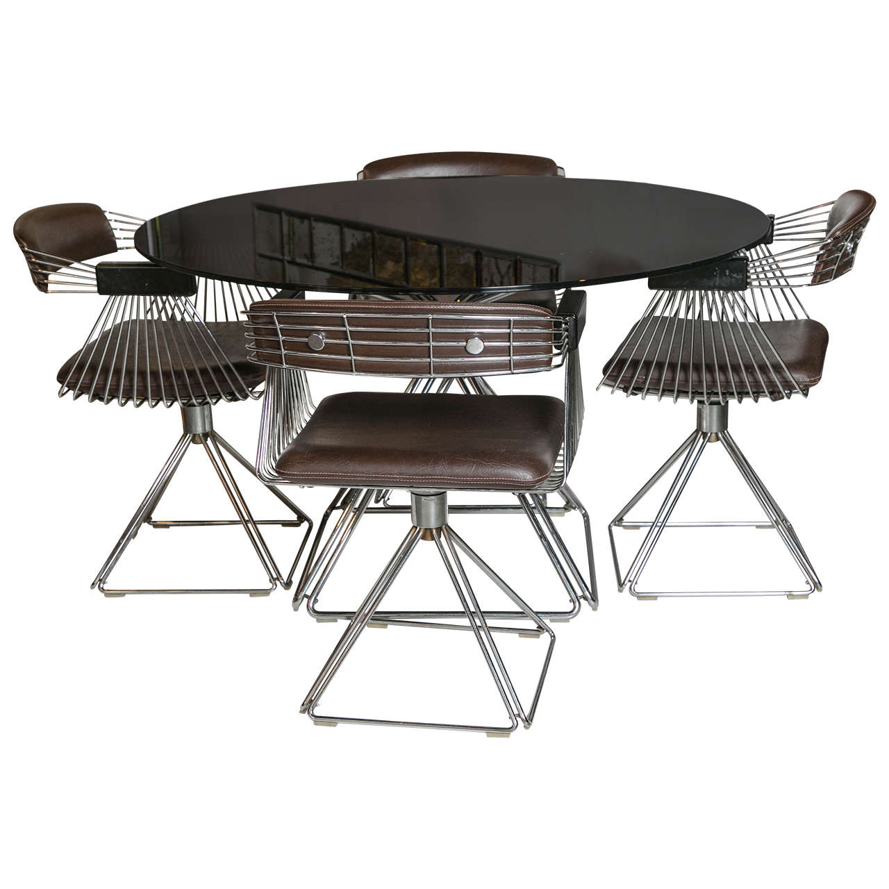 Rudi Verelst Chrome and Glass Dining Set For Sale