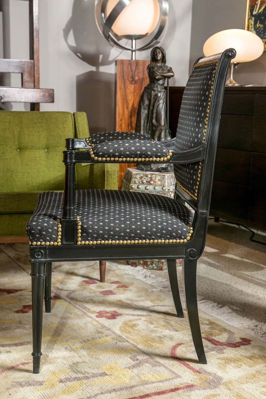 Mid-20th Century French Directoire Style Ebonized Armchair For Sale