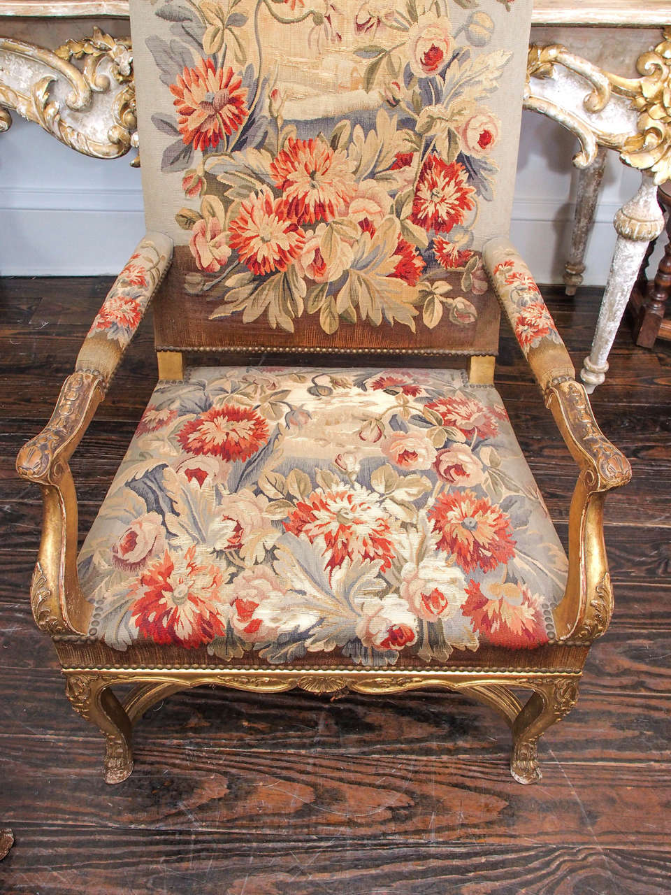 Louis XV French 19th Century Gilded Chairs 1