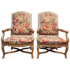 Louis XV French 19th Century Gilded Chairs