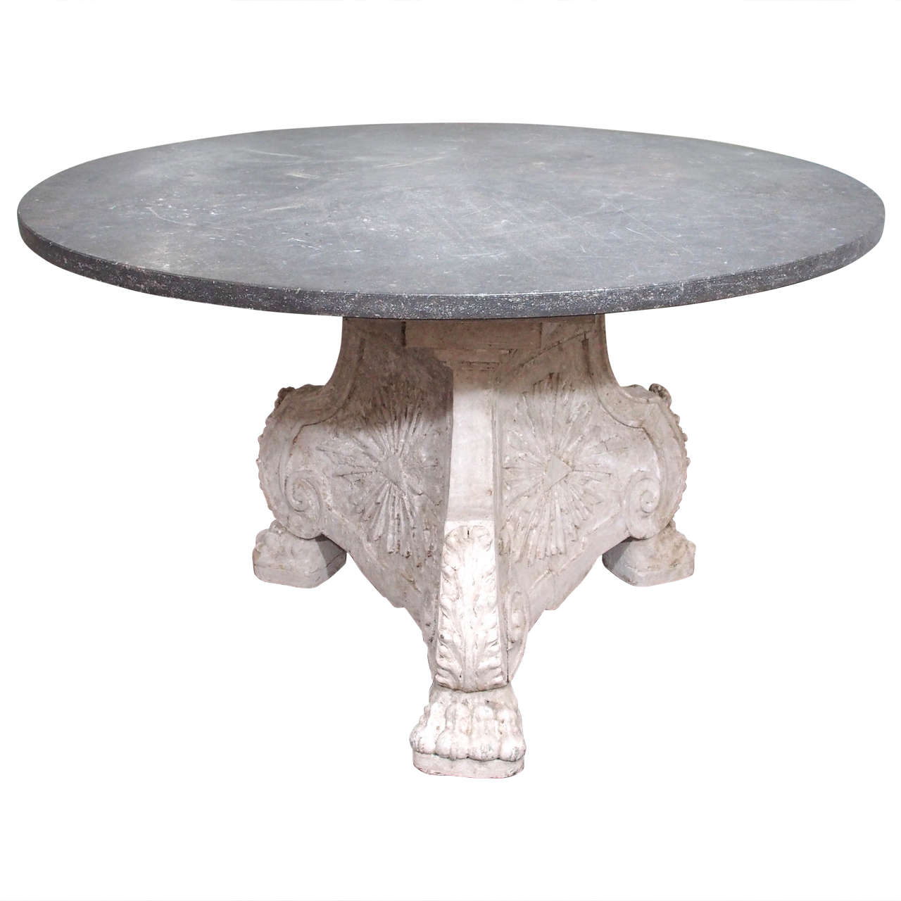 19th Century Carved and Painted Italian Blue Stone Center Table