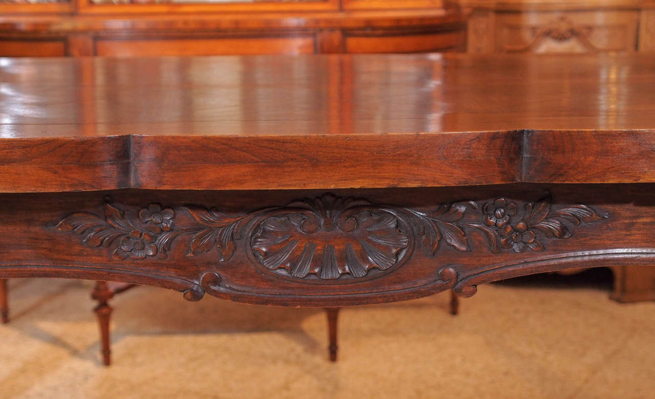 Antique French Walnut Parquetry Draw-Leaf Table 2