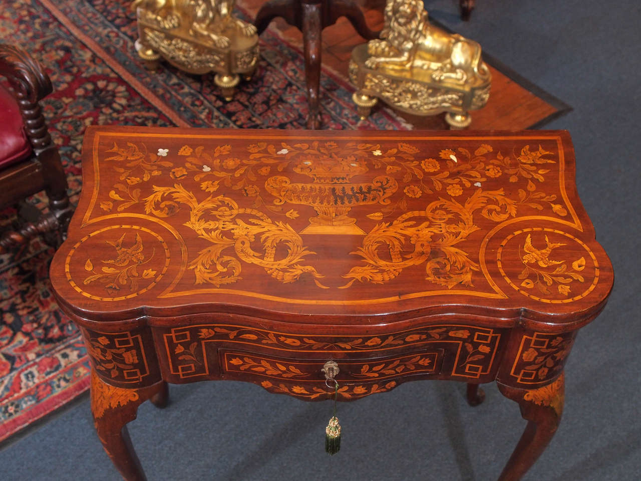 Antique Dutch Marquetry Queen Anne Games Table circa 1820 In Excellent Condition In New Orleans, LA