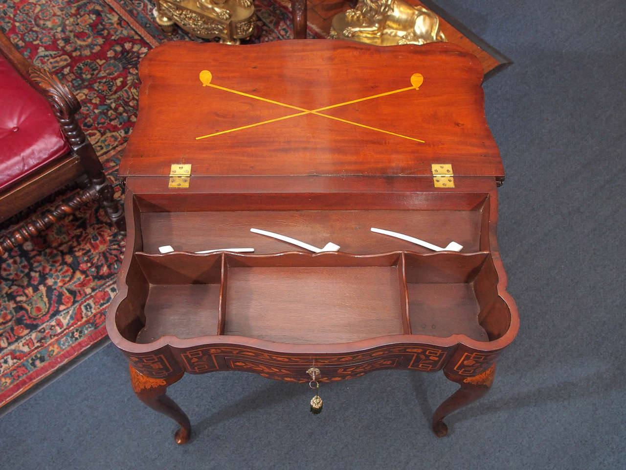Antique Dutch Marquetry Queen Anne Games Table circa 1820 3