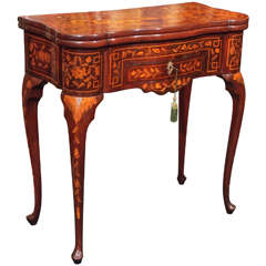Antique Dutch Marquetry Queen Anne Games Table circa 1820