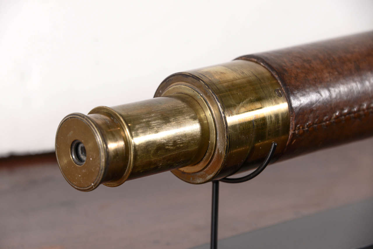 Glass 19th Century Leather Clad Telescope