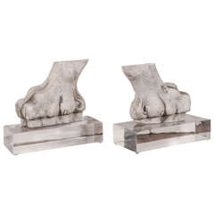 Pair of 19th Century Plaster Lion's Paws