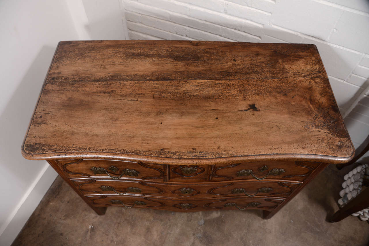 18th Century and Earlier 18th Century Four-Drawer Louis XV Walnut Commode For Sale
