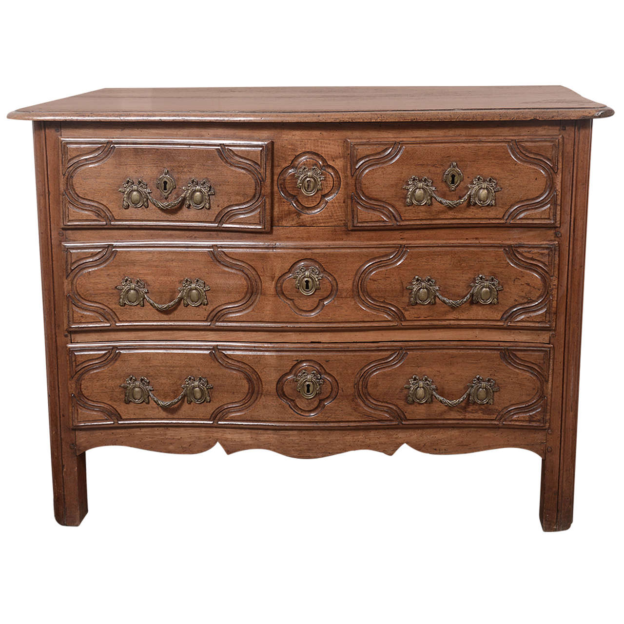 18th Century Four-Drawer Louis XV Walnut Commode For Sale