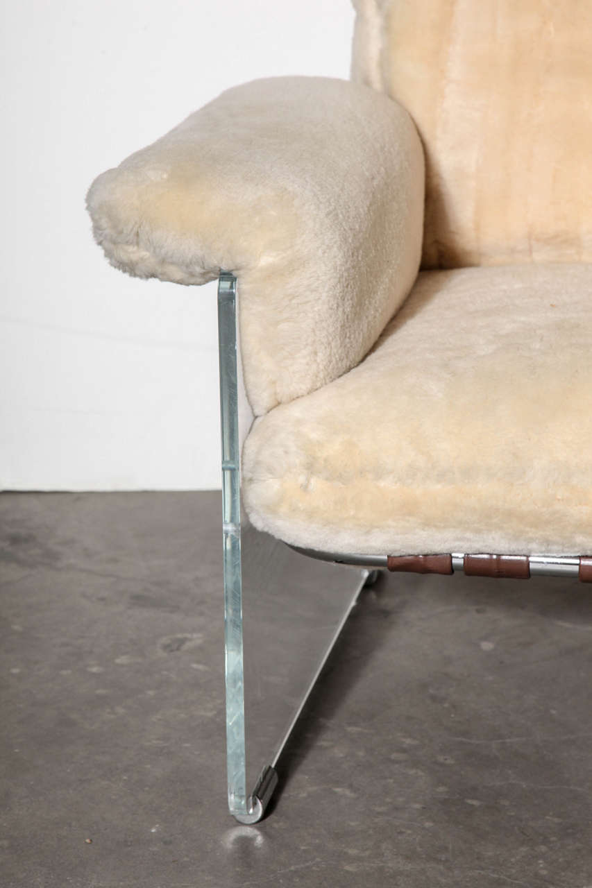 Mid-20th Century Pace Argenta Lucite & Shearling Floating Club Chair