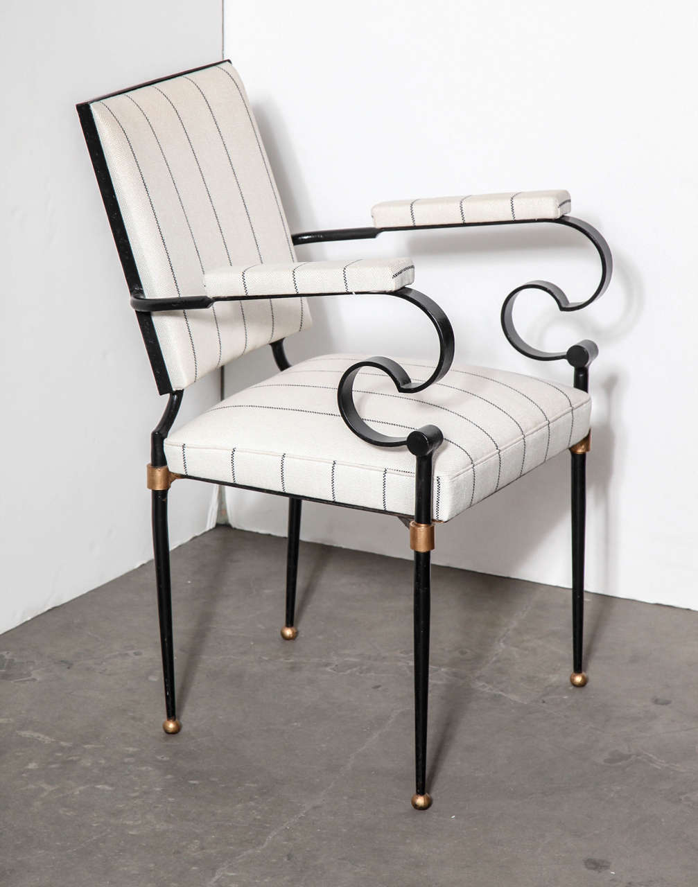Pair of 20th c. French Iron and Gilt Armchairs in the Manner of G. Poillerat In Good Condition In Chicago, IL