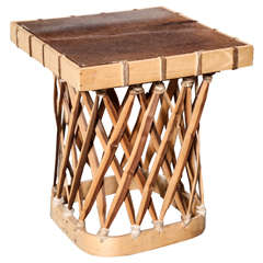 Handmade Mexican Wood and Hide Table