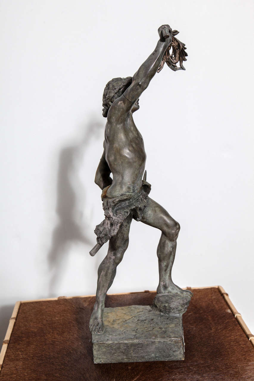 Bronze French patinated bronze figure: Vainqueur, after a model by Emile Laporte