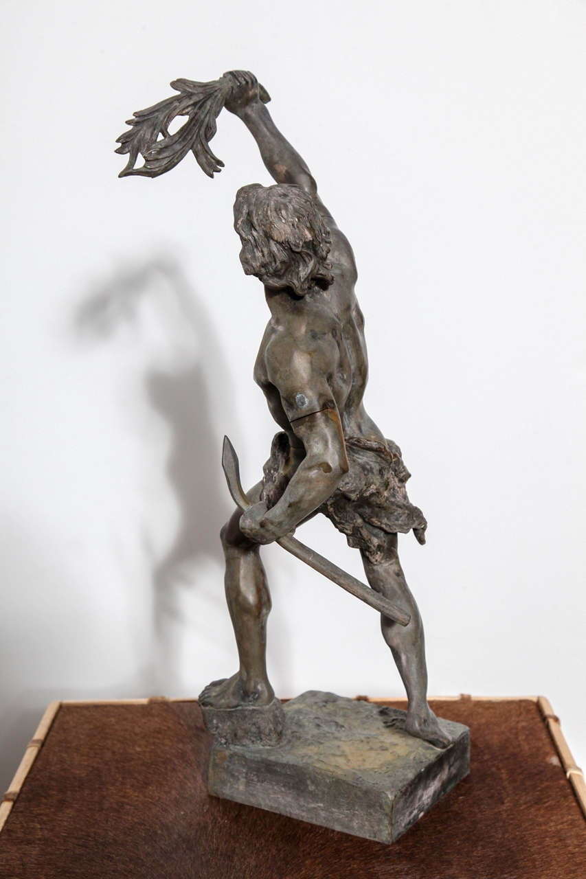 French patinated bronze figure: Vainqueur, after a model by Emile Laporte 2