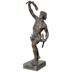 French patinated bronze figure: Vainqueur, after a model by Emile Laporte