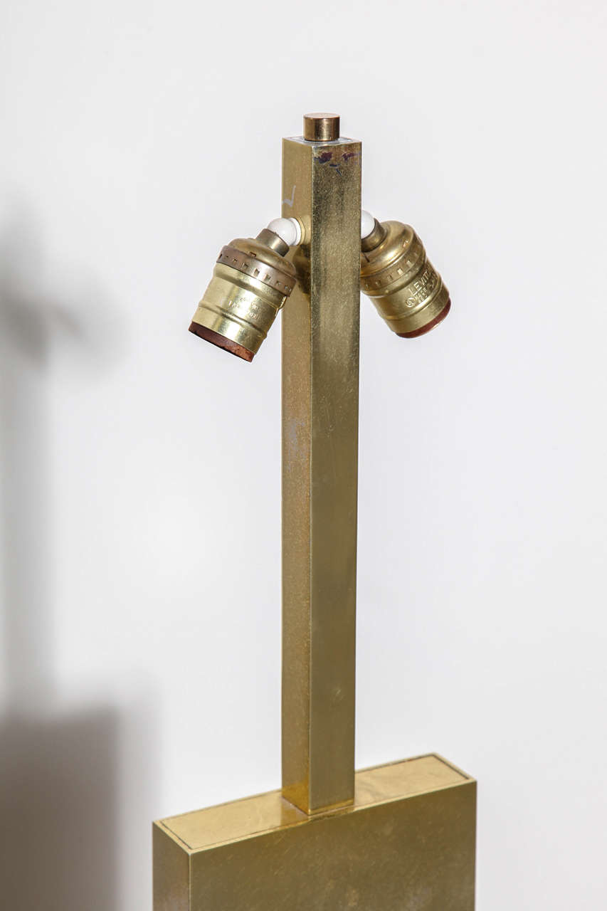 1970s Distressed Brass Lamp In Excellent Condition In Chicago, IL