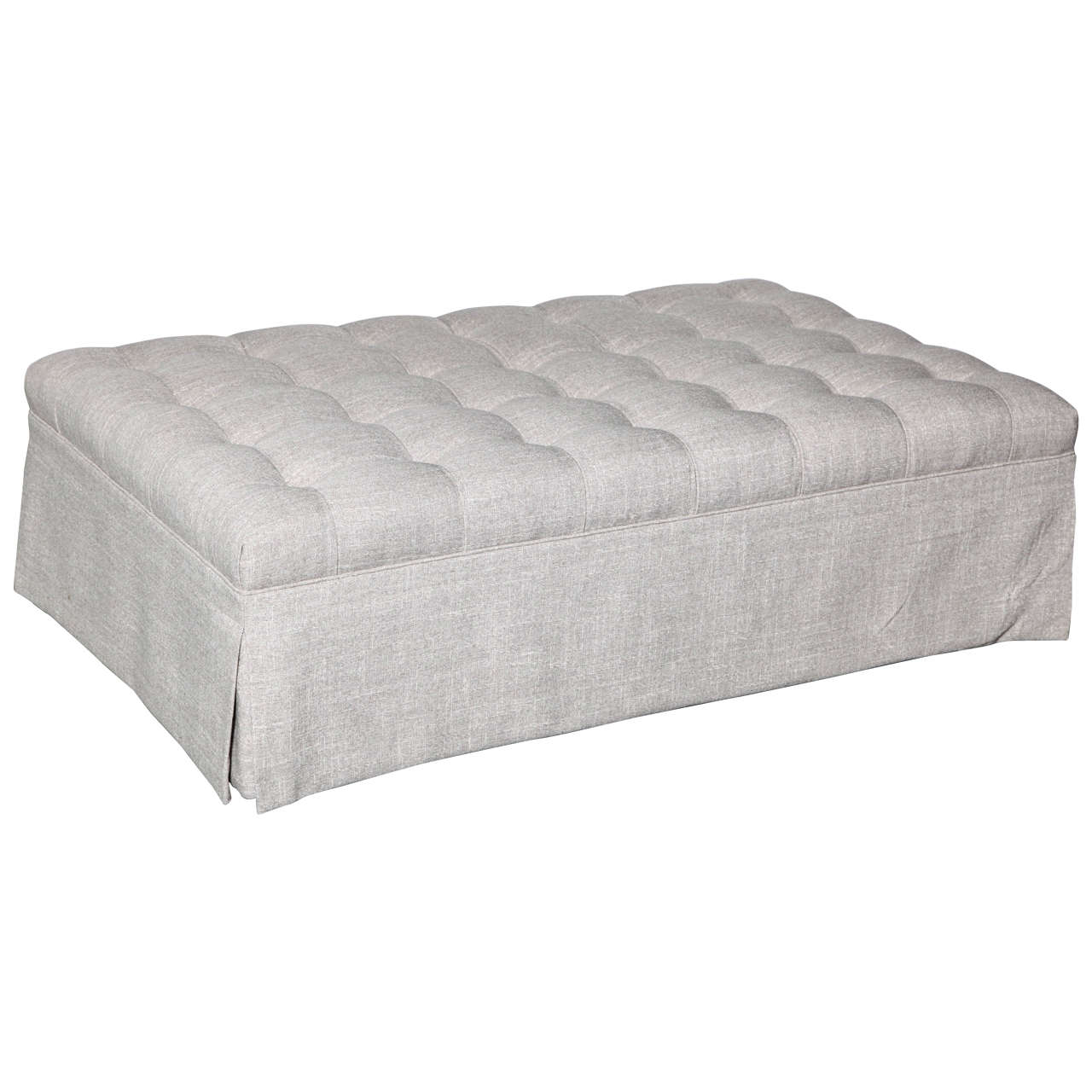 Large Custom Tufted Ottoman in New Nate Berkus Linen