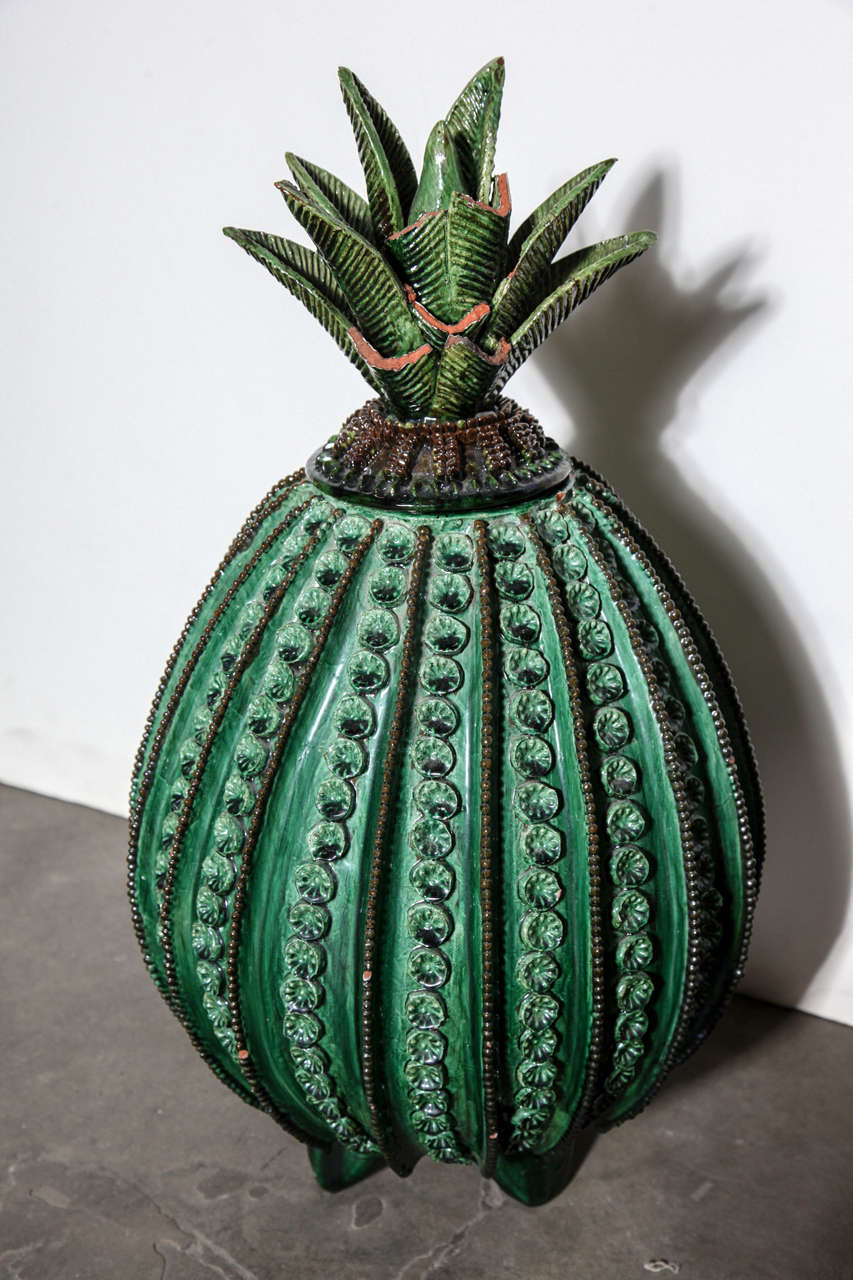 20th Century Mexican Handcrafted Pottery Pineapple from Morelia