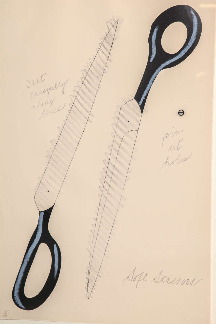 American Claes Oldenberg Framed Lithograph, Scissors to Cut-Out (1968)