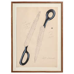 Claes Oldenberg Framed Lithograph, Scissors to Cut-Out (1968)