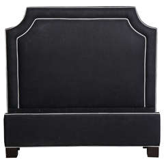 Custom Hollywood Regency Style Black & White Upholstered Full Size Bed
