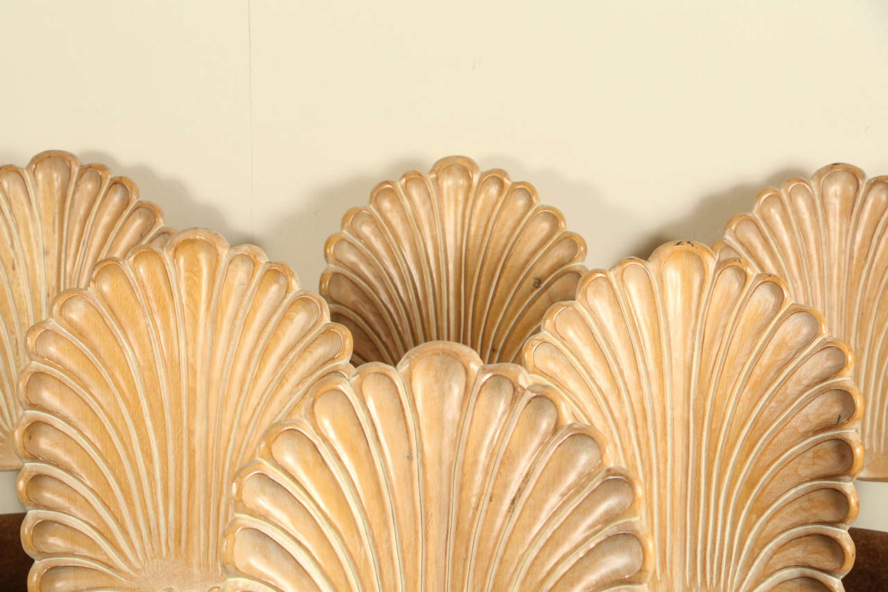 Six Italian Shell Back Carved Chairs