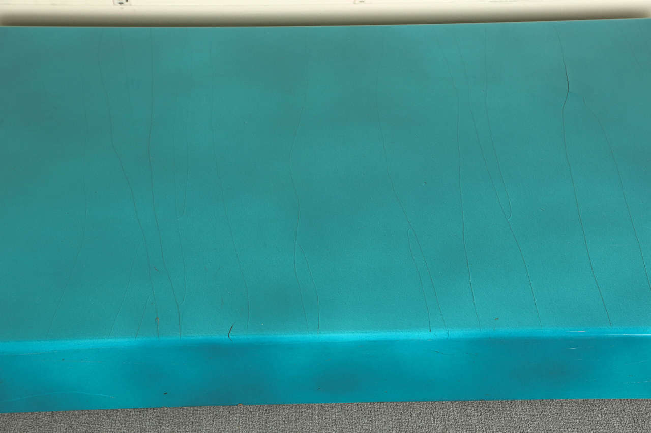 Italian Stunning Peacock Blue Coffee Table by Aldo Tura