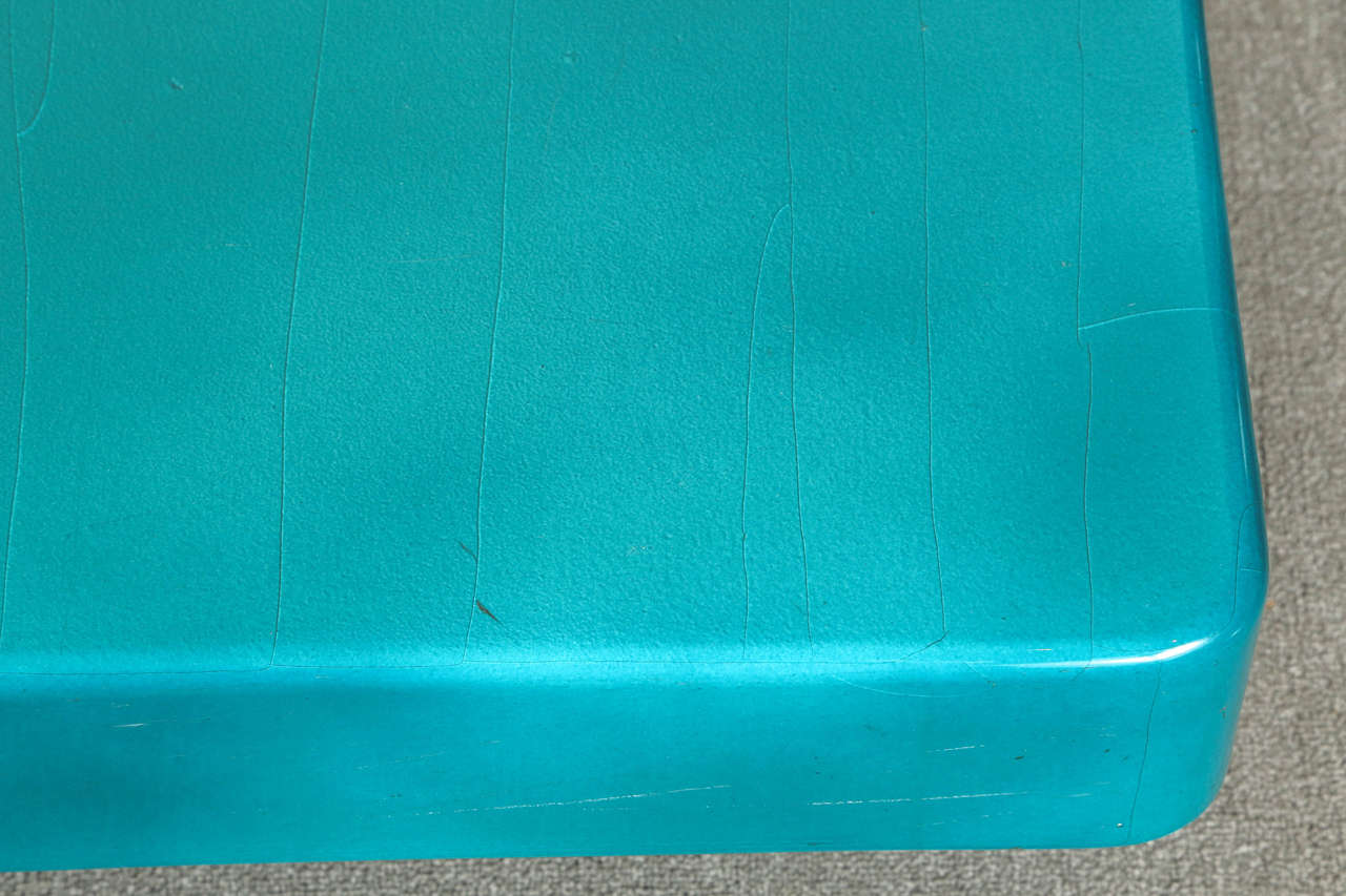 Stunning Peacock Blue Coffee Table by Aldo Tura In Good Condition In New York, NY
