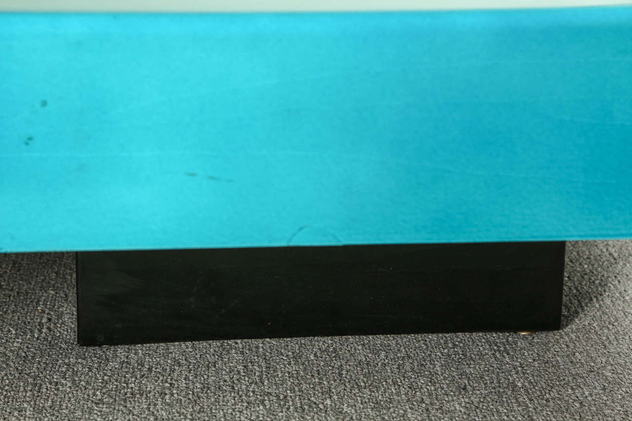 Stunning Peacock Blue Coffee Table by Aldo Tura 1