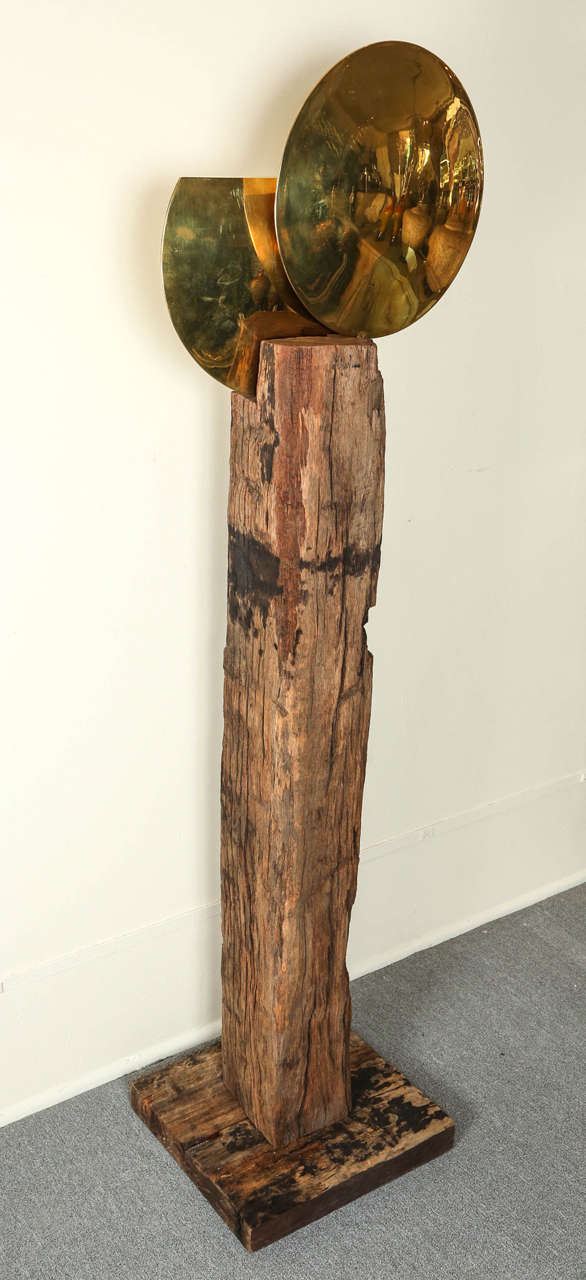 Important Sculpture of Brass and Wood by Dolly Moreno