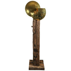 Vintage Important Sculpture of Brass and Wood by Dolly Moreno