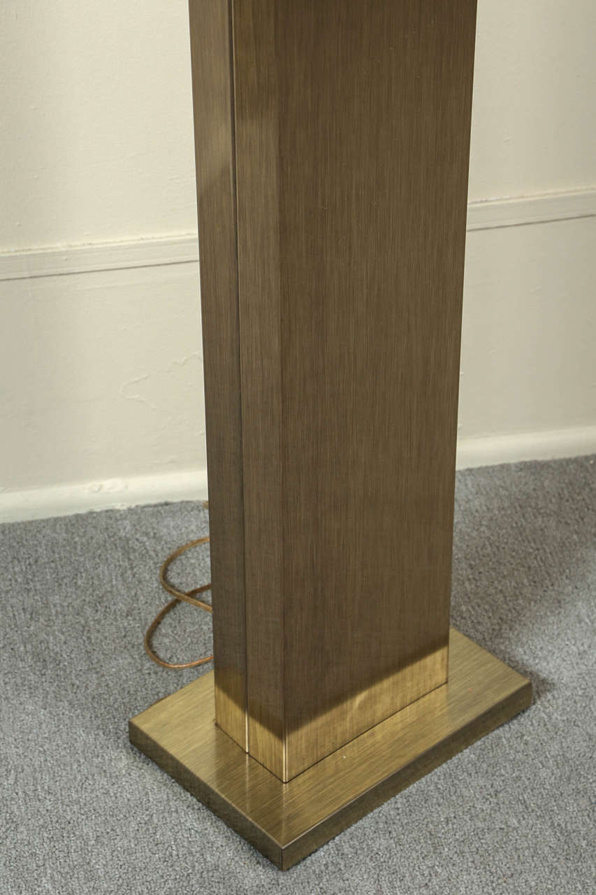 Pair of Simple Rectangular Torchieres in Brushed Brass at 1stDibs