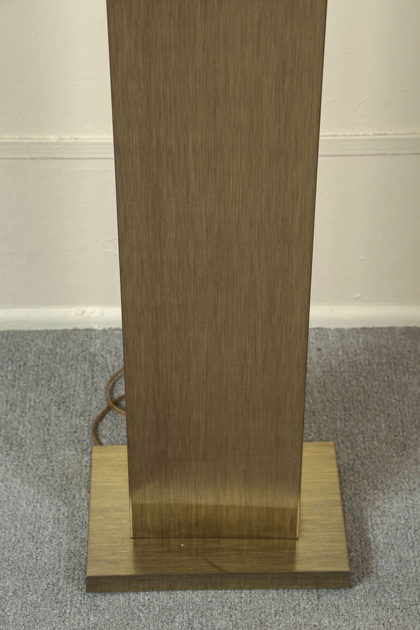 Pair of Simple Rectangular Torchieres in Brushed Brass at 1stDibs