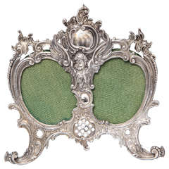 Antique Continental (.800) Silver Footed Double Picture Frame