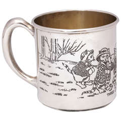 Sterling Silver "Three Little Kittens" Baby Cup