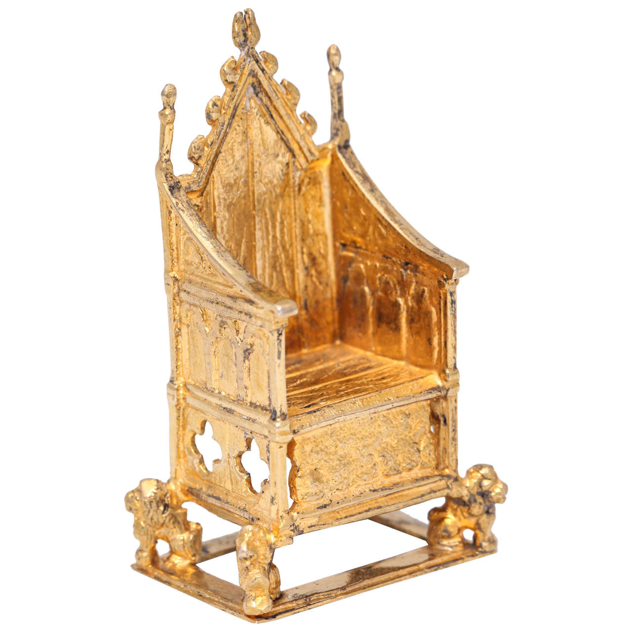 Edwardian Sterling Silver-Gilt Miniature Coronation Throne or Chair