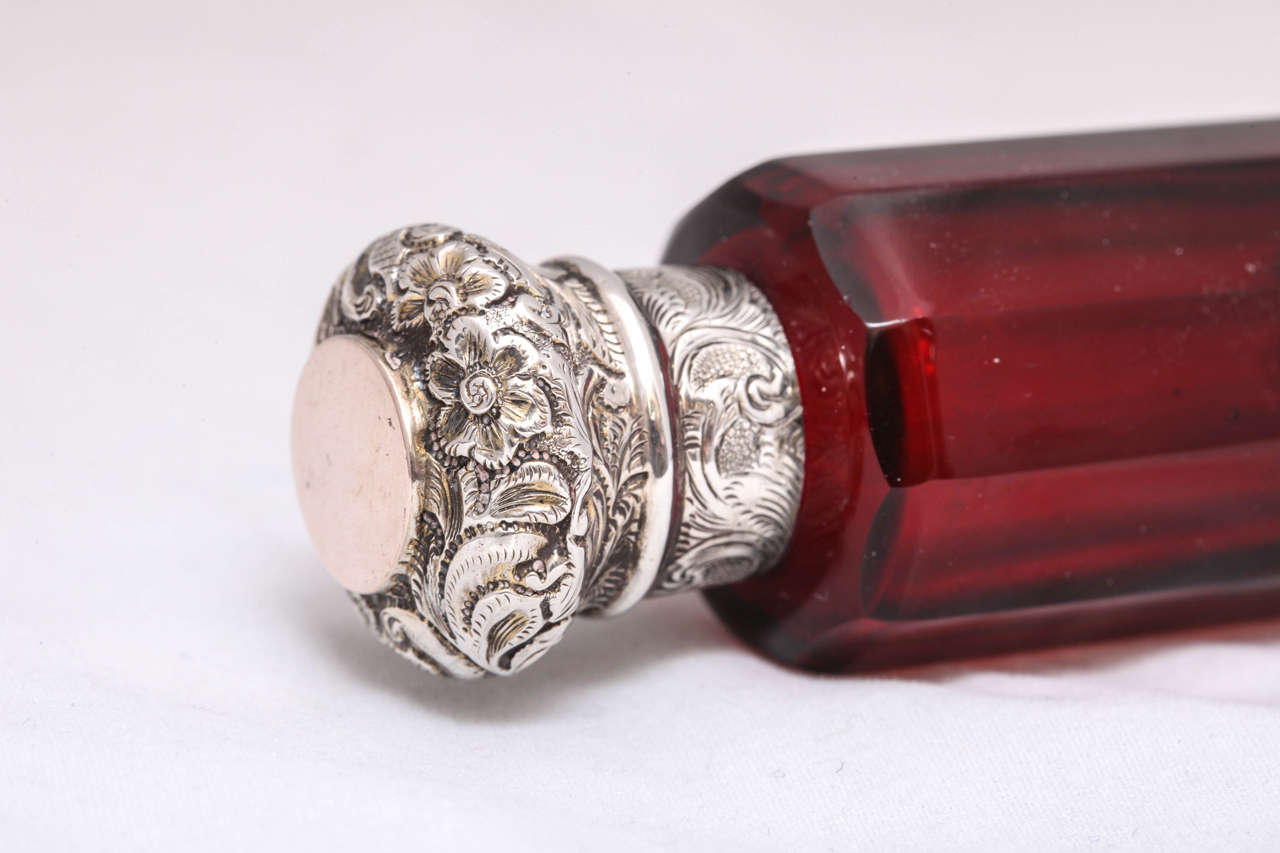 Victorian Sterling Silver and Ruby Glass Double Sided 