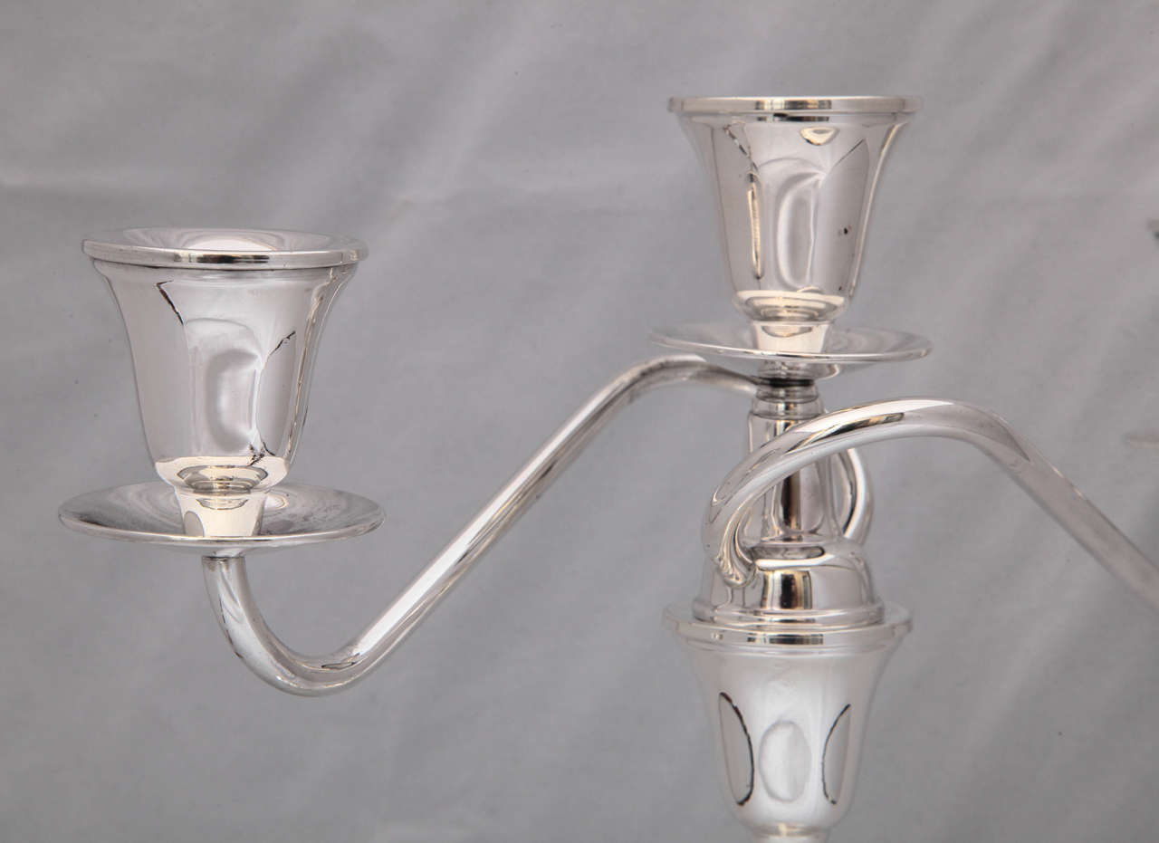 Art Deco Pair of Sterling Silver Candelabrum