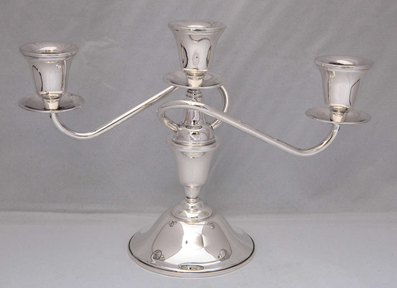 Mid-20th Century Pair of Sterling Silver Candelabrum