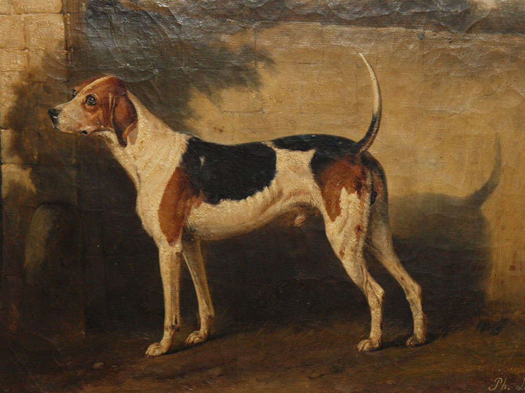 French Portrait of a Foxhound by Philippe LeDieu, mid 19th century.